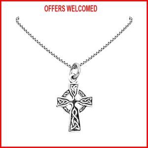 Sterling Silver Celtic Cross Pendant Necklace for Women